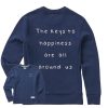 Women Life is Good Sweatshirts & Hoodies | Women'S Quirky Keys To Happiness Simply True Fleece Crew Darkest Blue