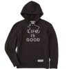 Women Life is Good Sweatshirts & Hoodies | Women'S Branded Clean Patterna Life Is Good Simply True Fleece Hoodie Jet Black