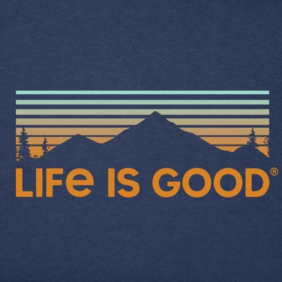 Women Life is Good Graphic Tees | Women'S Scenic Mountain Vista Crusher-Lite Vee Darkest Blue