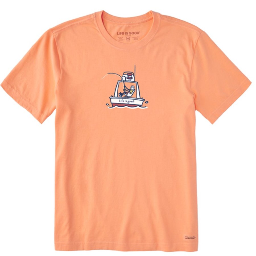 Men Life is Good Graphic Tees | Men'S Jake Sport Fishing Short Sleeve Tee Canyon Orange