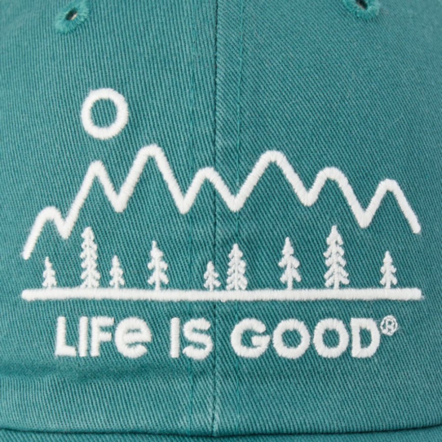 Men Life is Good Hats | Minimal Nature Landscape Chill Cap Spruce Green