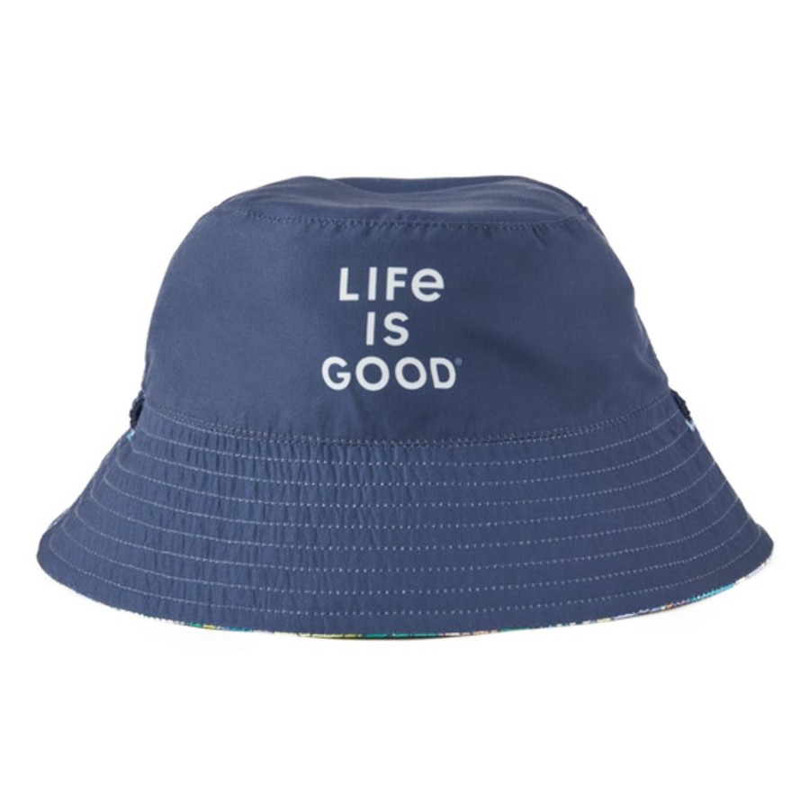 Men Life is Good Hats | Kids Dinosaur Friends Pattern Made In The Shade Bucket Hat Darkest Blue