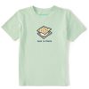 Kids Life is Good Graphic Tees | Kids Less Is Smore Crusher Tee Sage Green