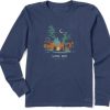 Women Life is Good Graphic Tees | Women'S Log On Campfire Long Sleeve Crusher Tee Darkest Blue