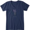 Women Life is Good Graphic Tees | Women'S Bunch Of Lavender Crusher Vee Darkest Blue