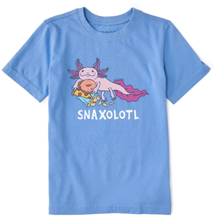 Kids Life is Good Graphic Tees | Kids Snaxolotl Crusher Tee Cornflower Blue