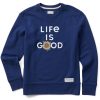 Women Life is Good Sweatshirts & Hoodies | Women'S Branded Stacked Lig W Sunflower Simply True Fleece Crew Darkest Blue