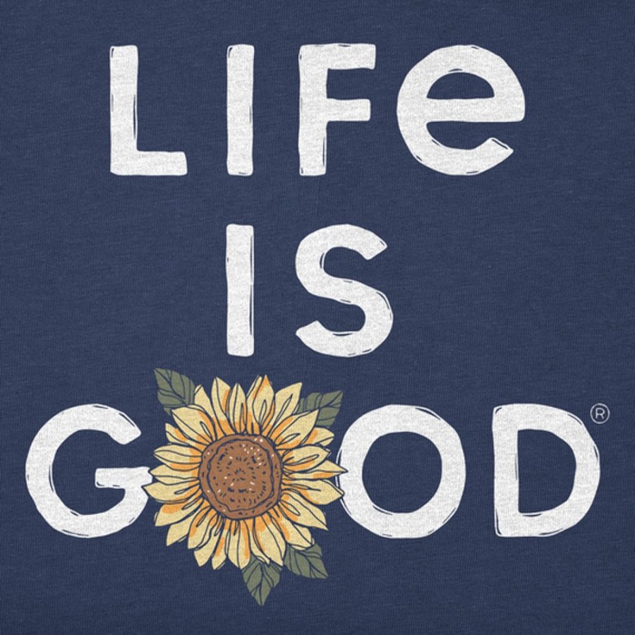 Women Life is Good Sweatshirts & Hoodies | Women'S Branded Stacked Lig W Sunflower Simply True Fleece Crew Darkest Blue