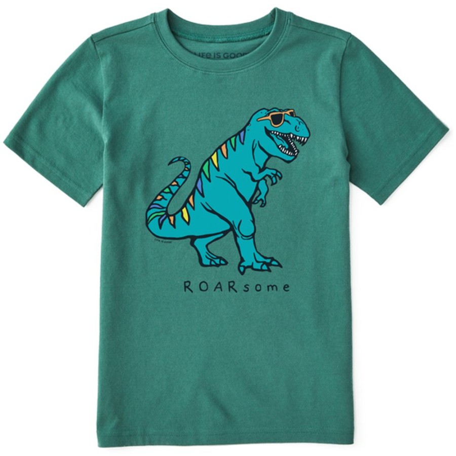 Kids Life is Good Graphic Tees | Kids Rad Roarsome Dino Crusher Tee Spruce Green