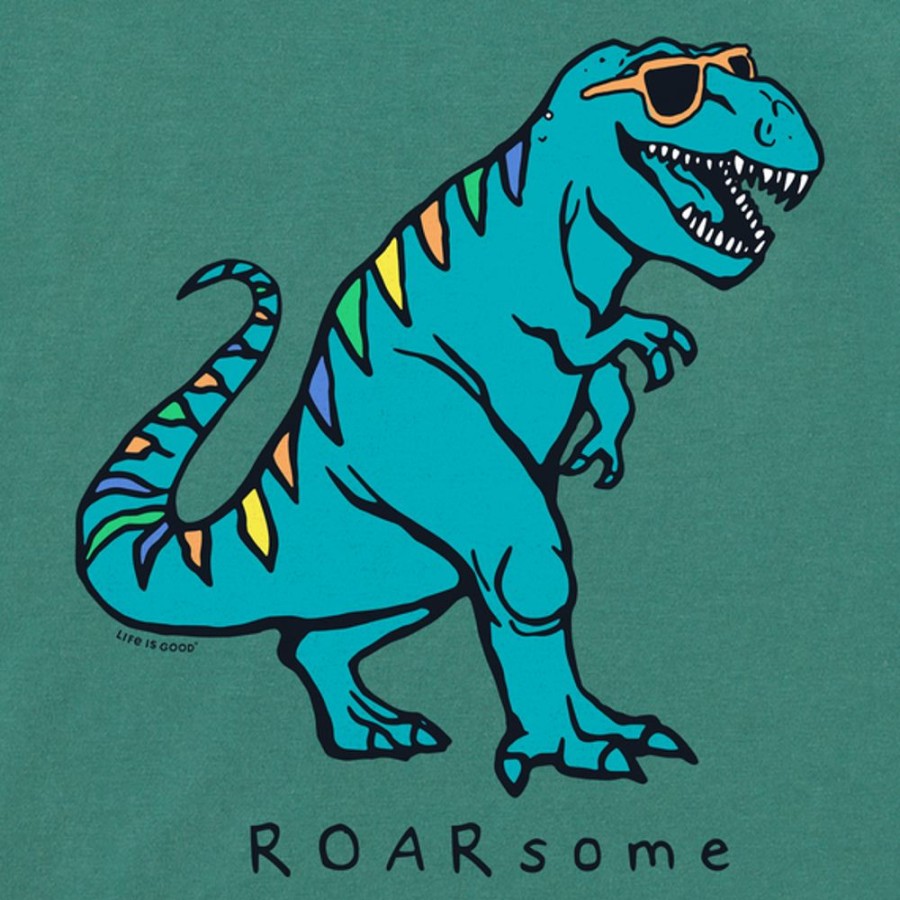 Kids Life is Good Graphic Tees | Kids Rad Roarsome Dino Crusher Tee Spruce Green