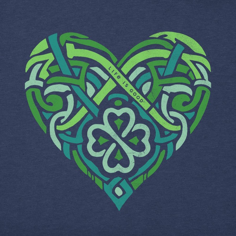 Women Life is Good Graphic Tees | Women'S Woodcut Celtic Heart Crusher Tee Darkest Blue