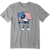 Men Life is Good Graphic Tees | Men'S Clean Americana Steamboat Willie Short Sleeve Tee Heather Gray