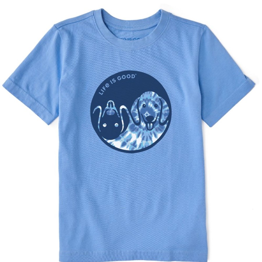 Kids Life is Good Graphic Tees | Kids Tie Dye Yin Yang Pup Crusher Tee Cornflower Blue