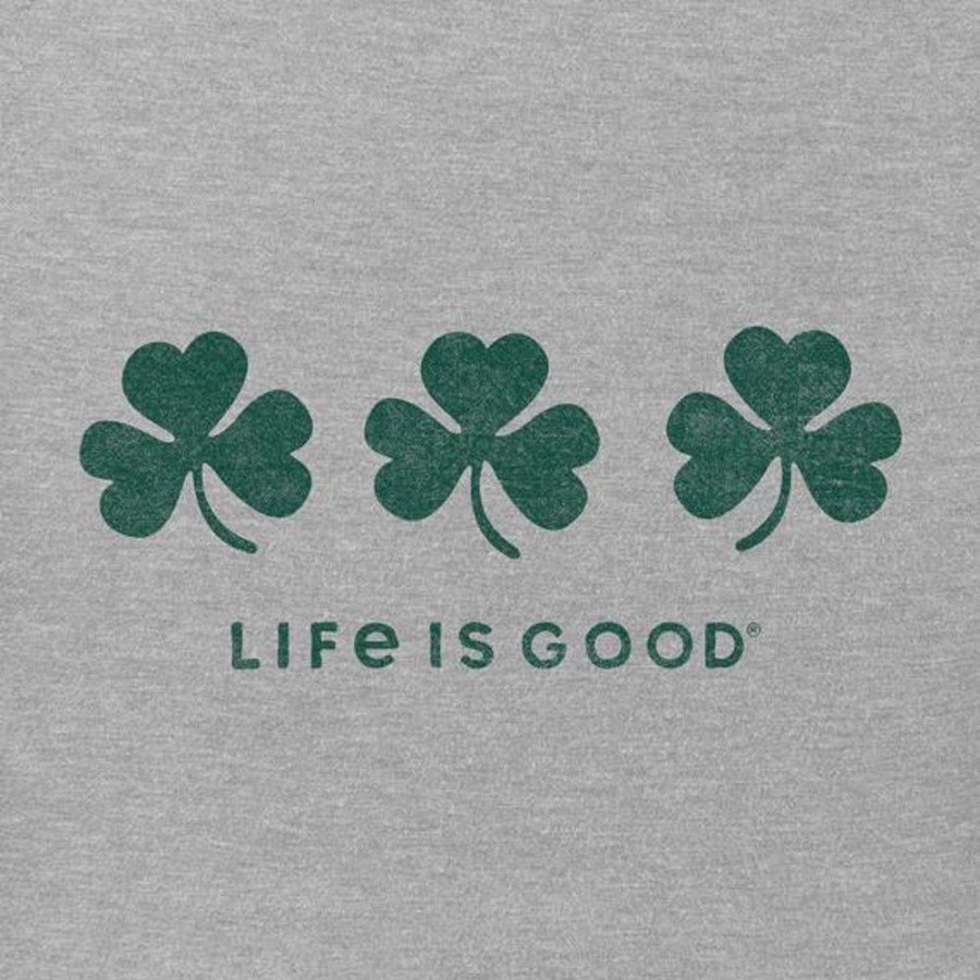 Women Life is Good Graphic Tees | Women'S Three Shamrocks Long Sleeve Crusher Tee Heather Gray