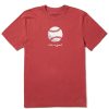 Men Life is Good Graphic Tees | Men'S Baseball Short Sleeve Tee Faded Red