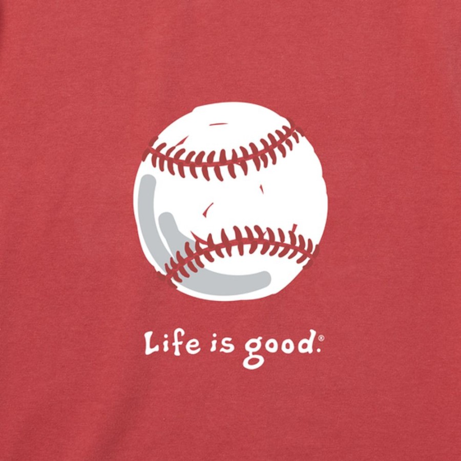 Men Life is Good Graphic Tees | Men'S Baseball Short Sleeve Tee Faded Red