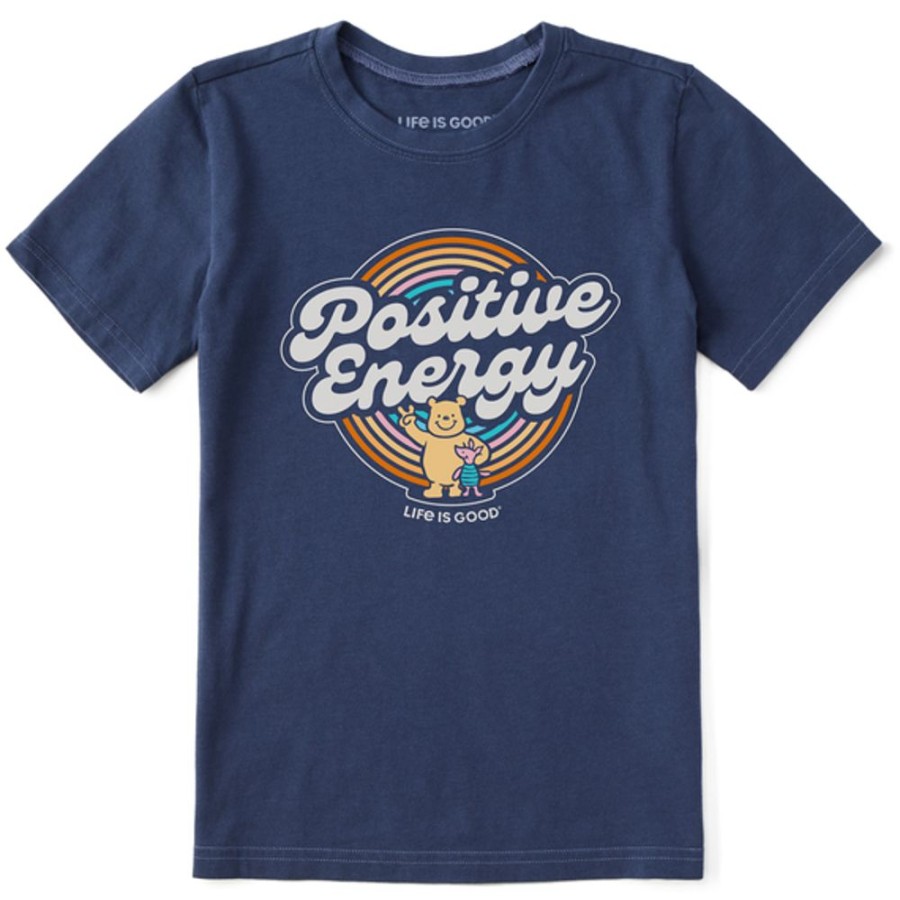 Kids Life is Good Graphic Tees | Kids Vintage Circle Positive Energy Winnie Crusher Tee Darkest Blue