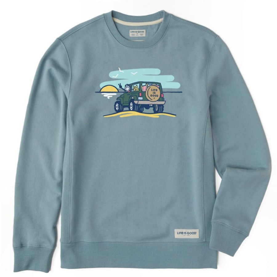 Men Life is Good Sweatshirts & Hoodies | Men'S Jake And Rocket Beach 4X4 Simply True Fleece Crew Smoky Blue