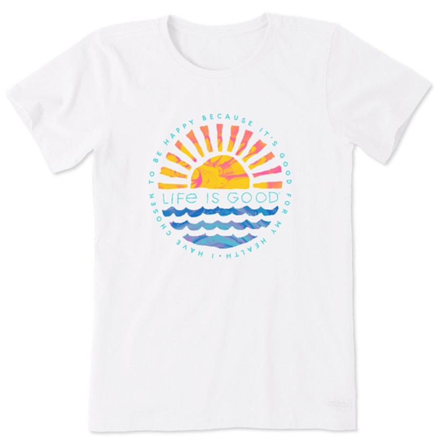 Women Life is Good Graphic Tees | Women'S Quirky Sun Good For My Health Short Sleeve Tee Cloud White