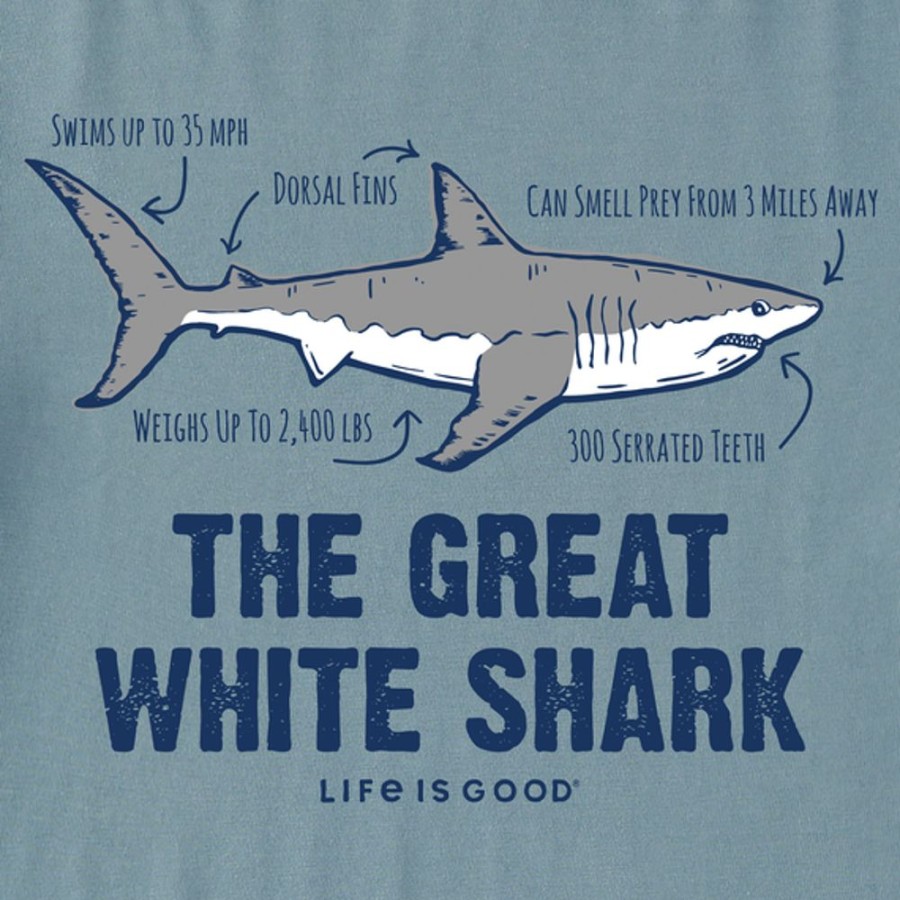 Kids Life is Good Graphic Tees | Kids The Great White Shark Crusher Tee Smoky Blue