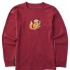 Kids Life is Good Graphic Tees | Kids Nordic Mini Winter Scarf Fox Long Sleeve Crusher Tee Cranberry Red