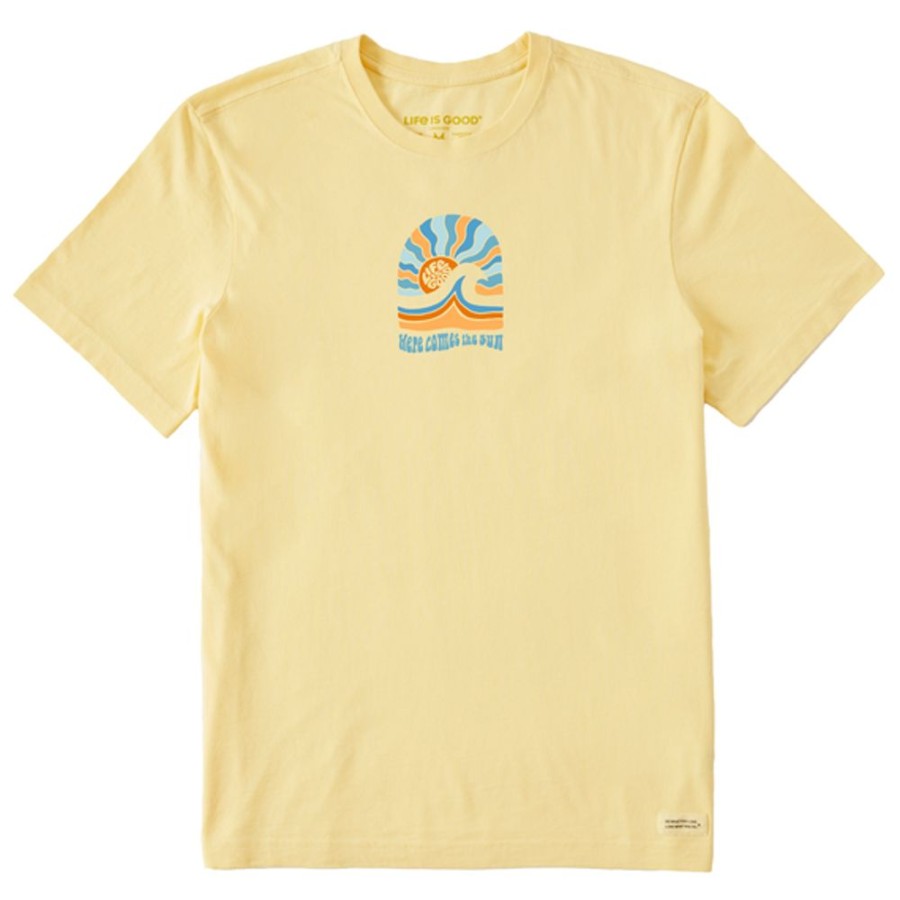 Men Life is Good Graphic Tees | Men'S Here Comes The Sunshine Arch Crusher Tee Sandy Yellow