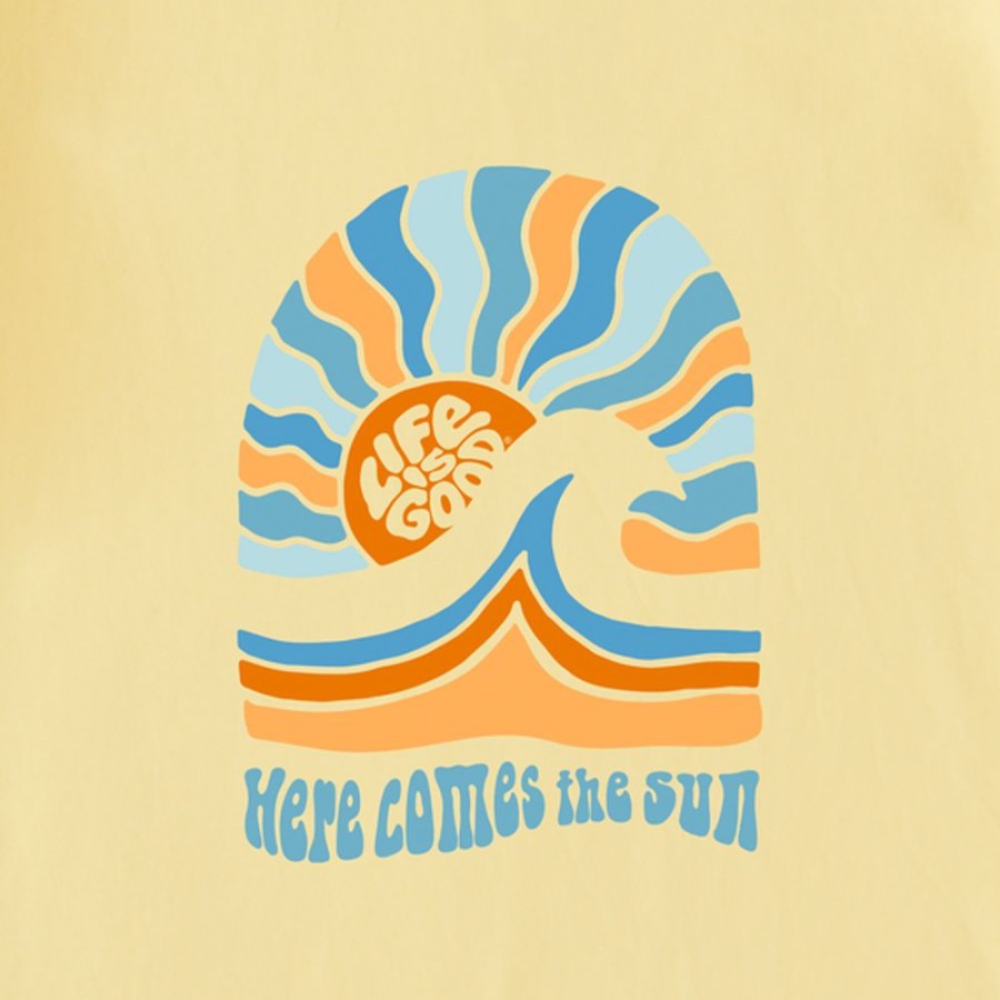 Men Life is Good Graphic Tees | Men'S Here Comes The Sunshine Arch Crusher Tee Sandy Yellow