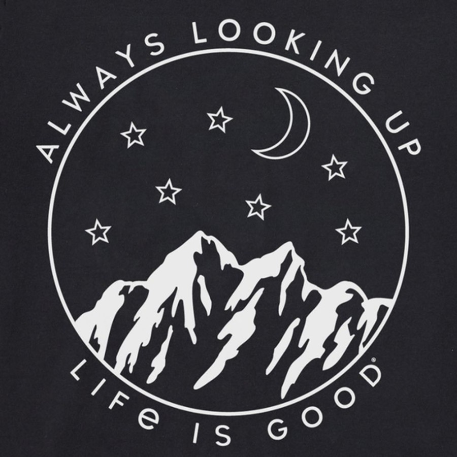 Women Life is Good Graphic Tees | Women'S Always Looking Up Celestial Short Sleeve Vee Jet Black