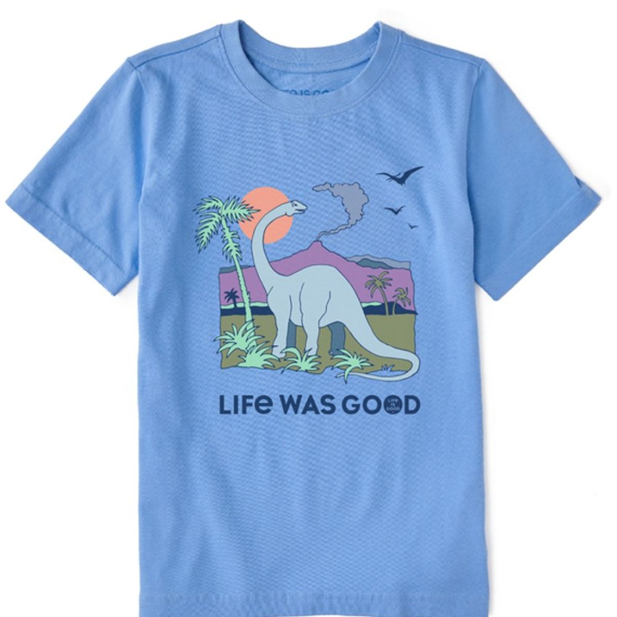 Kids Life is Good Graphic Tees | Kids Clean Dinosaur Life Was Good Crusher Tee Cornflower Blue