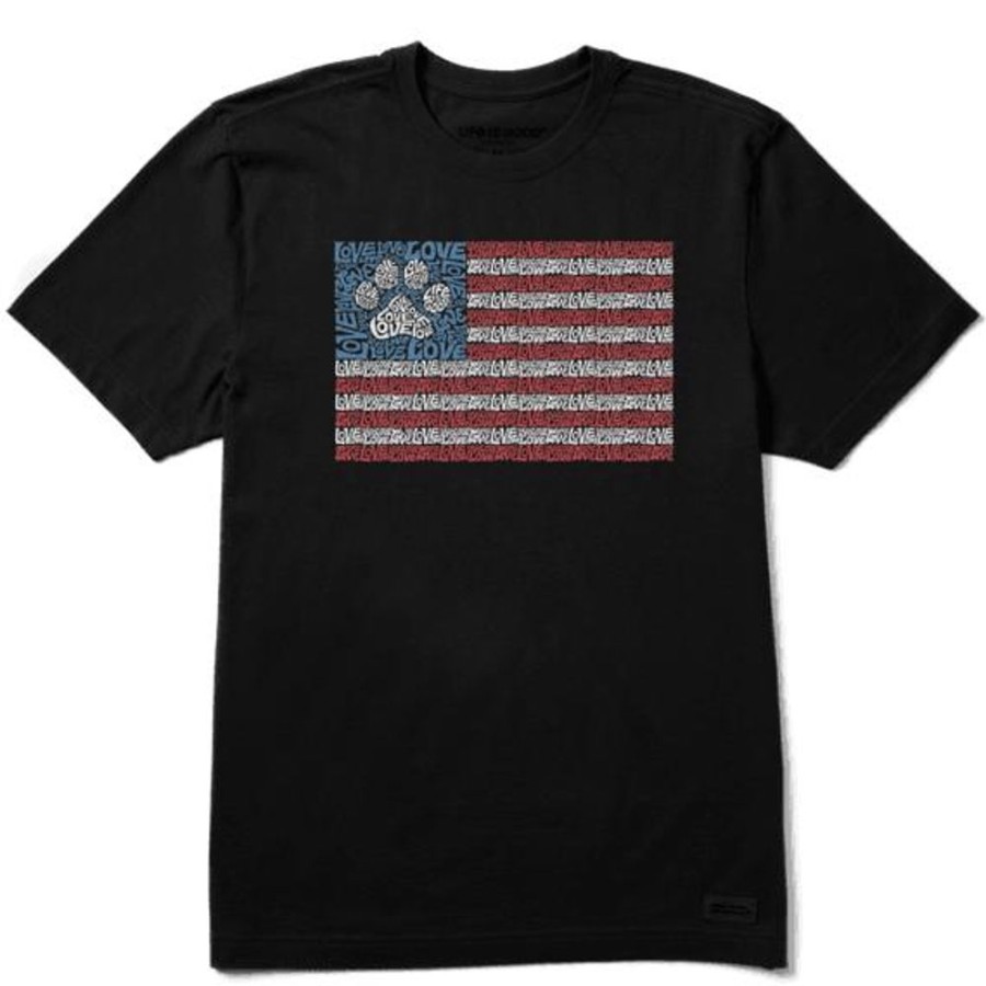 Men Life is Good Graphic Tees | Men'S Animal Flag Crusher Tee Jet Black