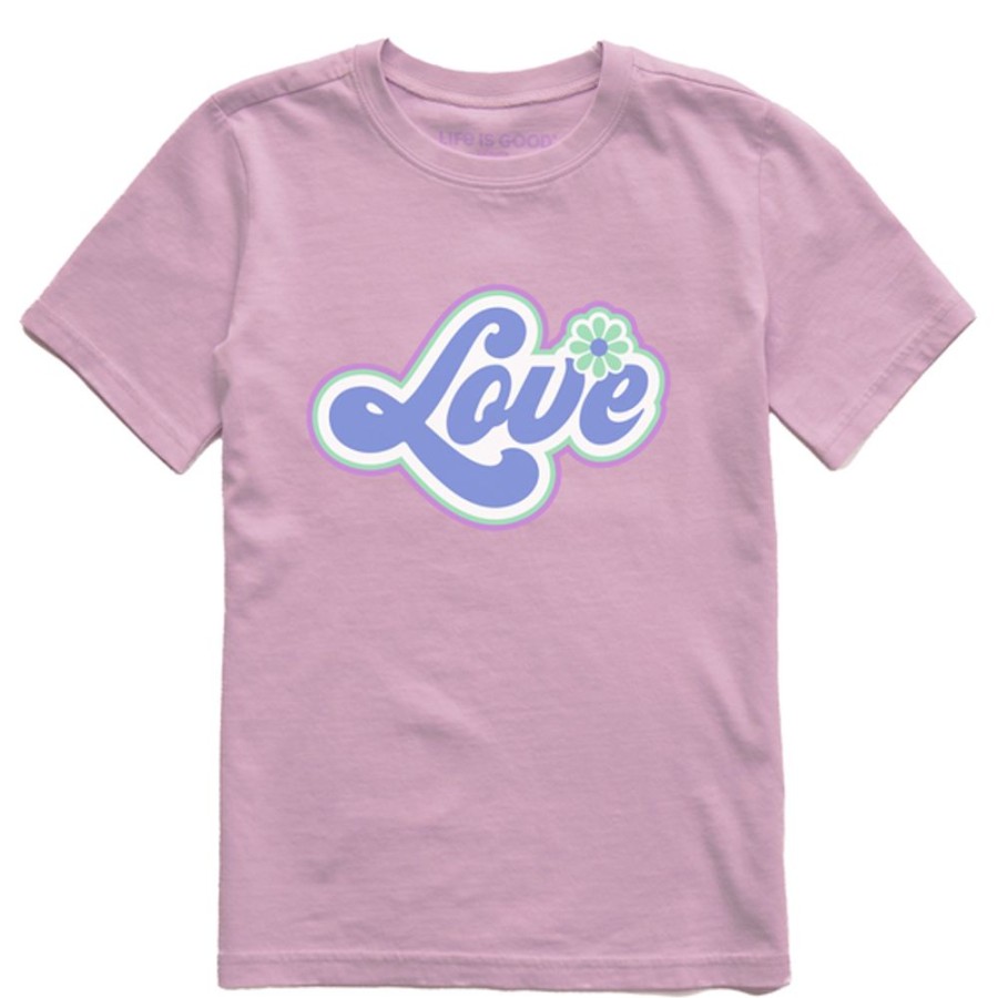 Kids Life is Good Graphic Tees | Kids Clean Love Flower Crusher Tee Violet Purple