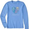 Women Life is Good Graphic Tees | Women'S Best Things Dragonfly Heart Long Sleeve Crusher Tee Cornflower Blue