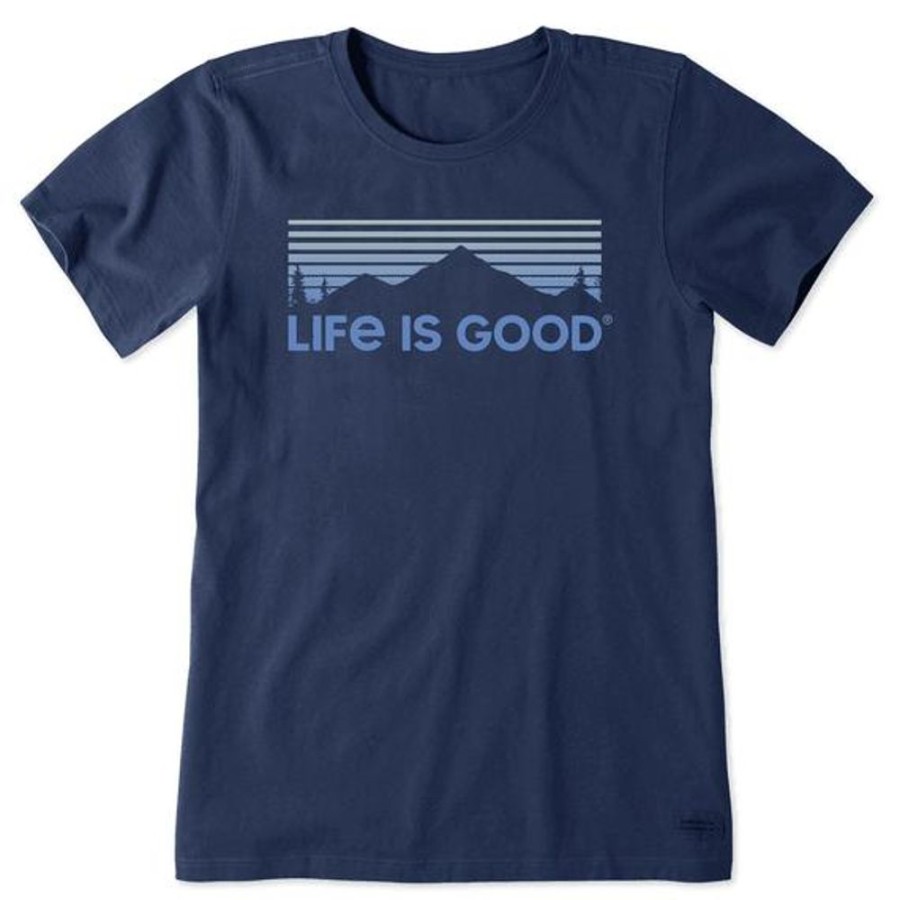 Women Life is Good Graphic Tees | Women'S Scenic Mountain Vista Crusher-Lite Tee Darkest Blue