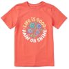 Kids Life is Good Graphic Tees | Kids Tie Dye Rain Or Shine Trippy Crusher Tee Mango Orange