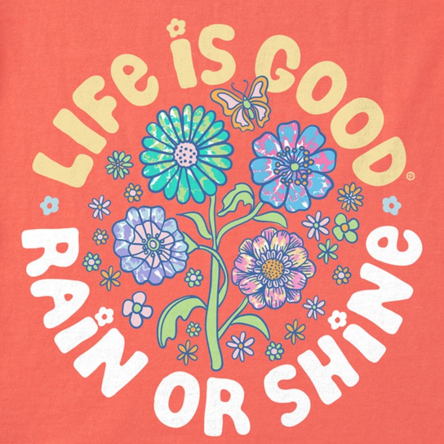 Kids Life is Good Graphic Tees | Kids Tie Dye Rain Or Shine Trippy Crusher Tee Mango Orange