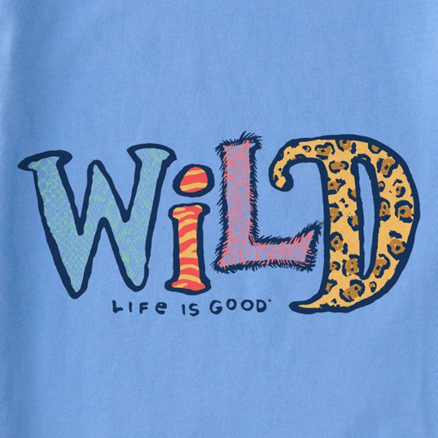 Kids Life is Good Graphic Tees | Kids Wordsmith Wild Animal Patterns Crusher Tee Cornflower Blue