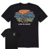 Men Life is Good Graphic Tees | Men'S Lig On The Road Short Sleeve Tee Jet Black