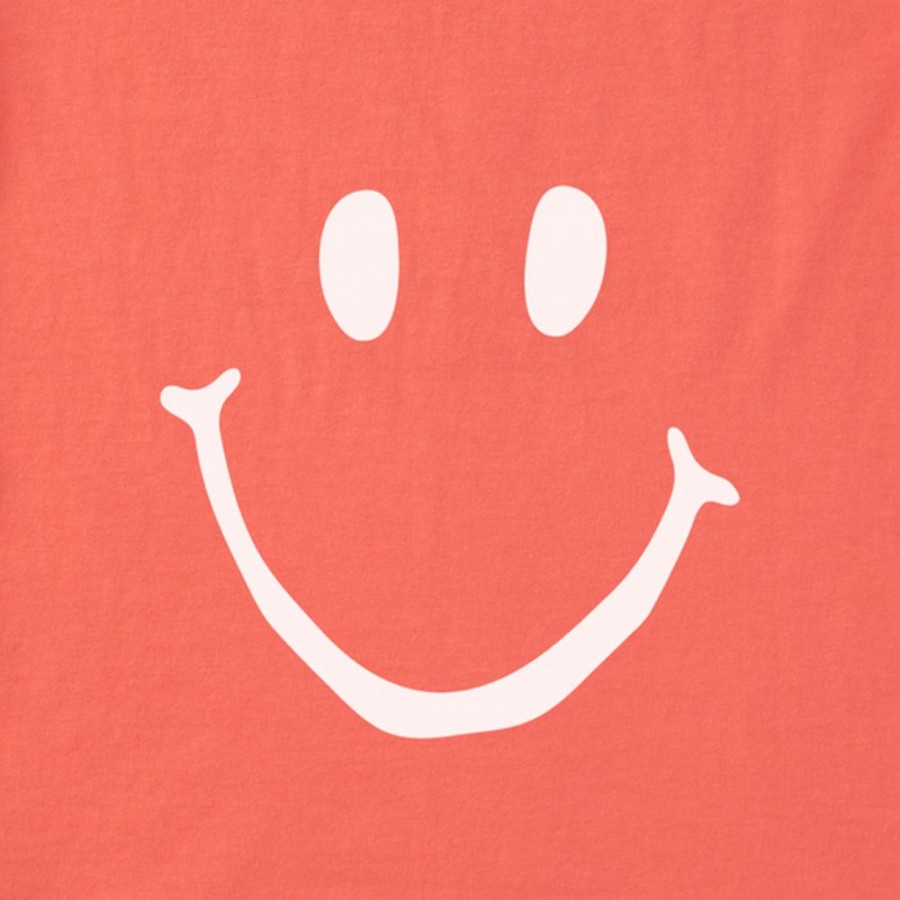 Women Life is Good Graphic Tees | Women'S Clean Smiley Short Sleeve Tee Mango Orange