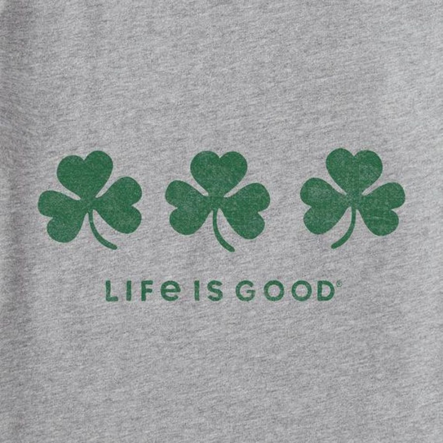 Women Life is Good Graphic Tees | Women'S Three Shamrocks Crusher Vee Heather Gray