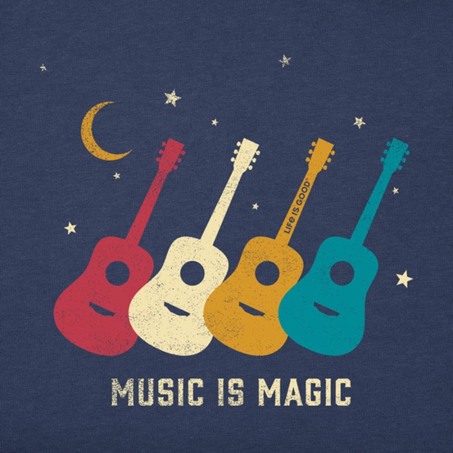 Men Life is Good Graphic Tees | Men'S Music Is Magic Guitar Quartet Crusher Tee Darkest Blue