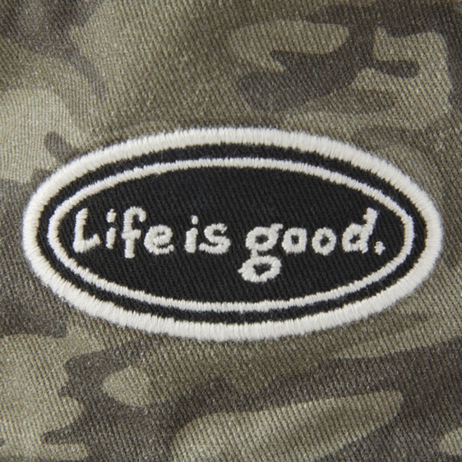 Men Life is Good Hats | Lig Vintage Oval Bucket Hat Moss Green Camo