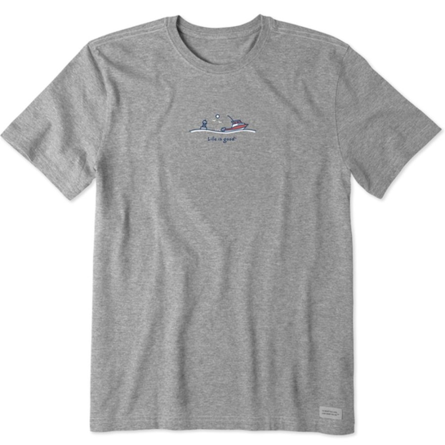 Men Life is Good Graphic Tees | Men'S Ocean Boat Crusher Tee Heather Gray