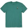 Men Life is Good Graphic Tees | Men'S Quirky Frog With Beer Crusher Tee Spruce Green