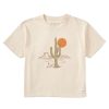 Women Life is Good Graphic Tees | Women'S Fineline Cactus Boxy Crusher Tee Putty White