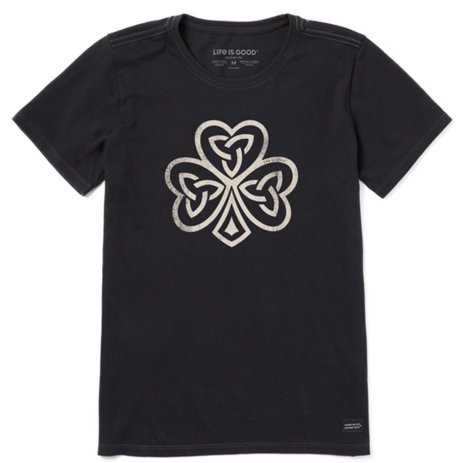 Women Life is Good Graphic Tees | Women'S Celtic Irish Clover Short Sleeve Tee Jet Black