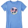 Women Life is Good Graphic Tees | Women'S Here Comes The Sun Palms Short Sleeve Tee Cornflower Blue