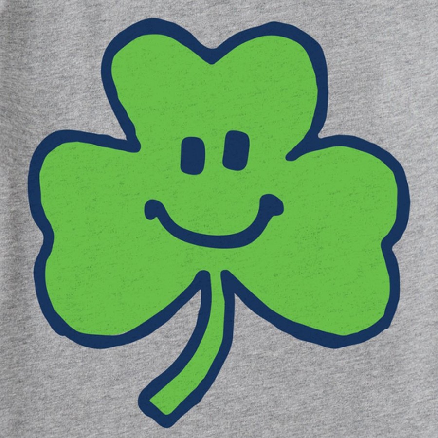 Kids Life is Good Graphic Tees | Kids Naive Smiley Clover Crusher Tee Heather Gray