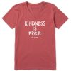 Women Life is Good Graphic Tees | Women'S Kindness Is Free Short Sleeve Vee Faded Red