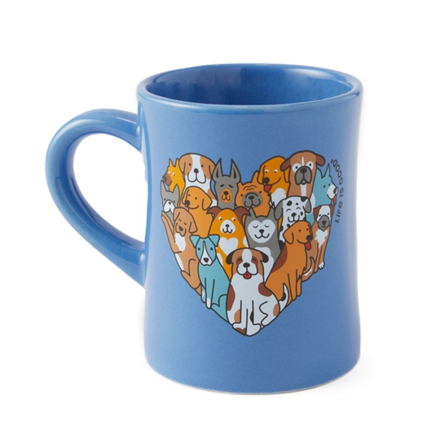 Home Life is Good Mugs | Heart Of Dogs Diner Mug Cornflower Blue