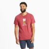 Men Life is Good Active & Slub Tops | Men'S Half Full Beer Textured Slub Tee Faded Red